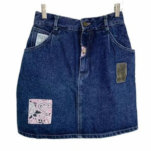 Vintage Guess by Marciano women’s S jean skirt patches bandanna‎ casual
